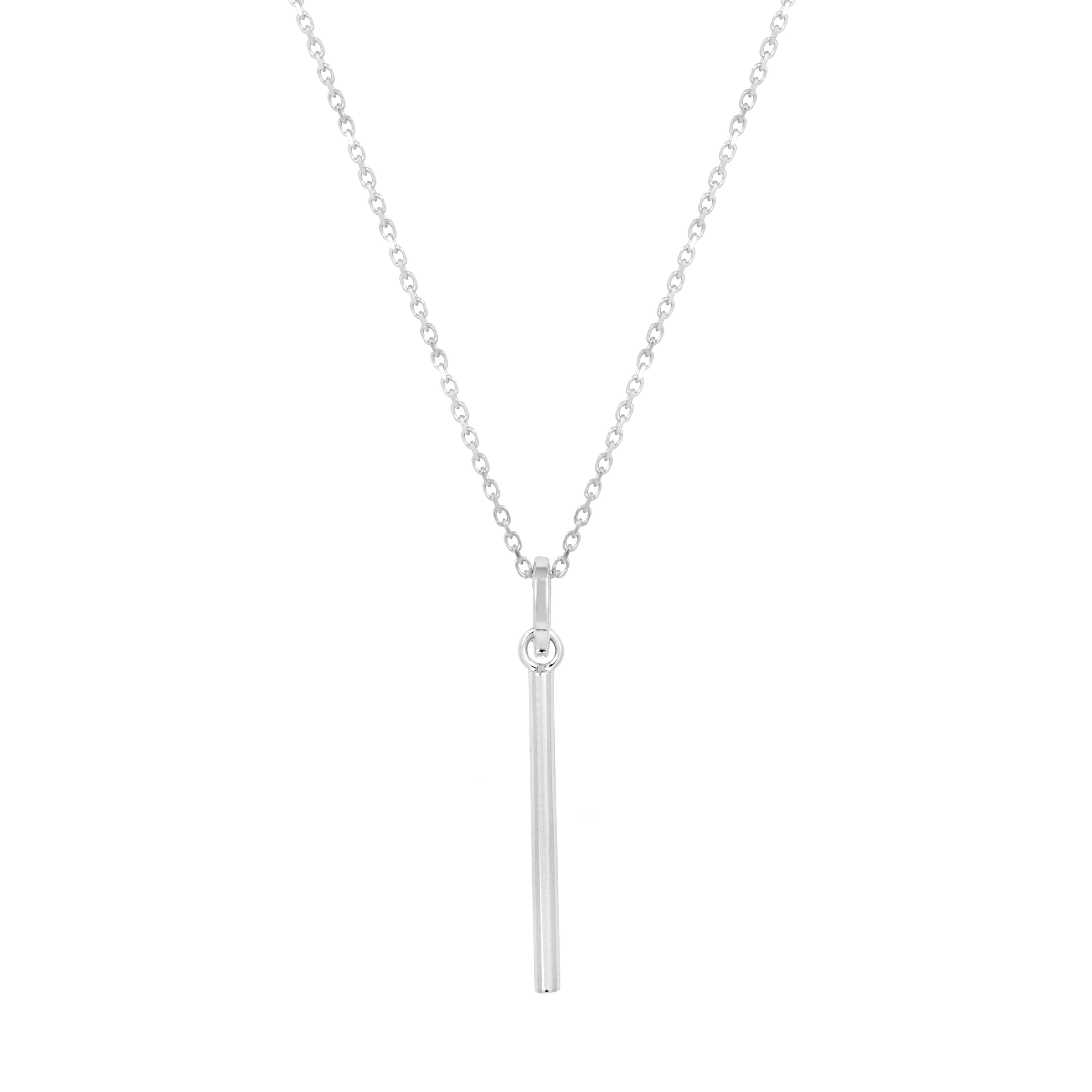 Minimalist Silver Bar Pendant Necklace
