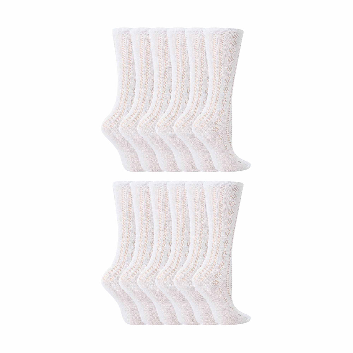 12 Pair Soft Cotton Rich Knee High White Uniform Kids Socks for School