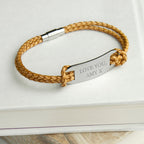 Personalised Men's Statement Leather Bracelet in Sandstone