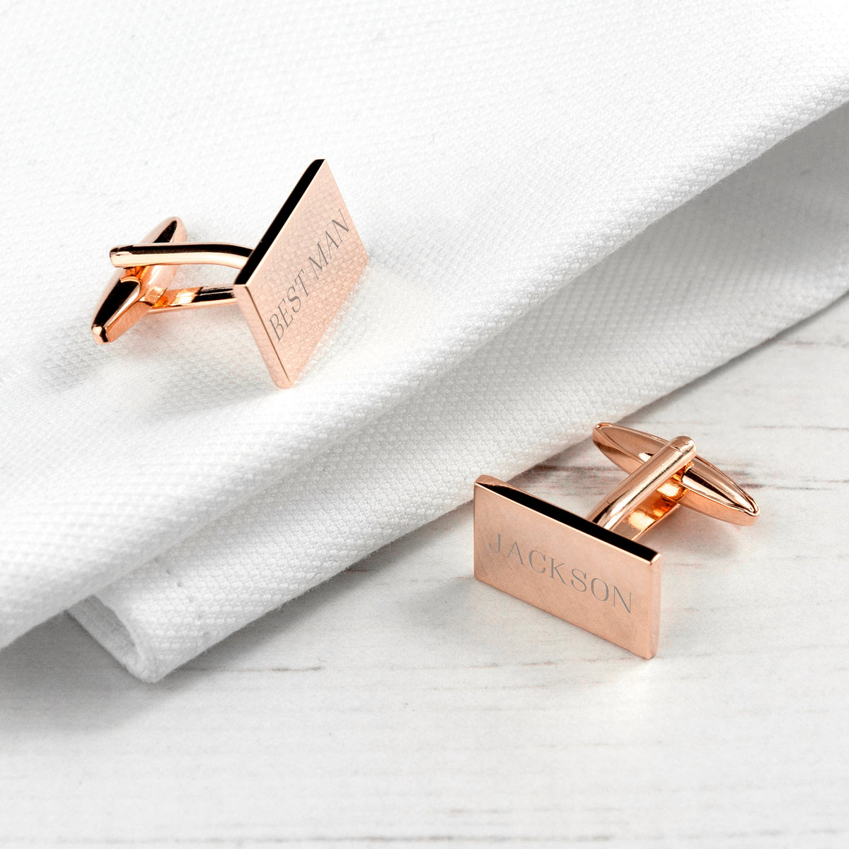 Personalised Rose Gold Plated Rectangle Cufflinks