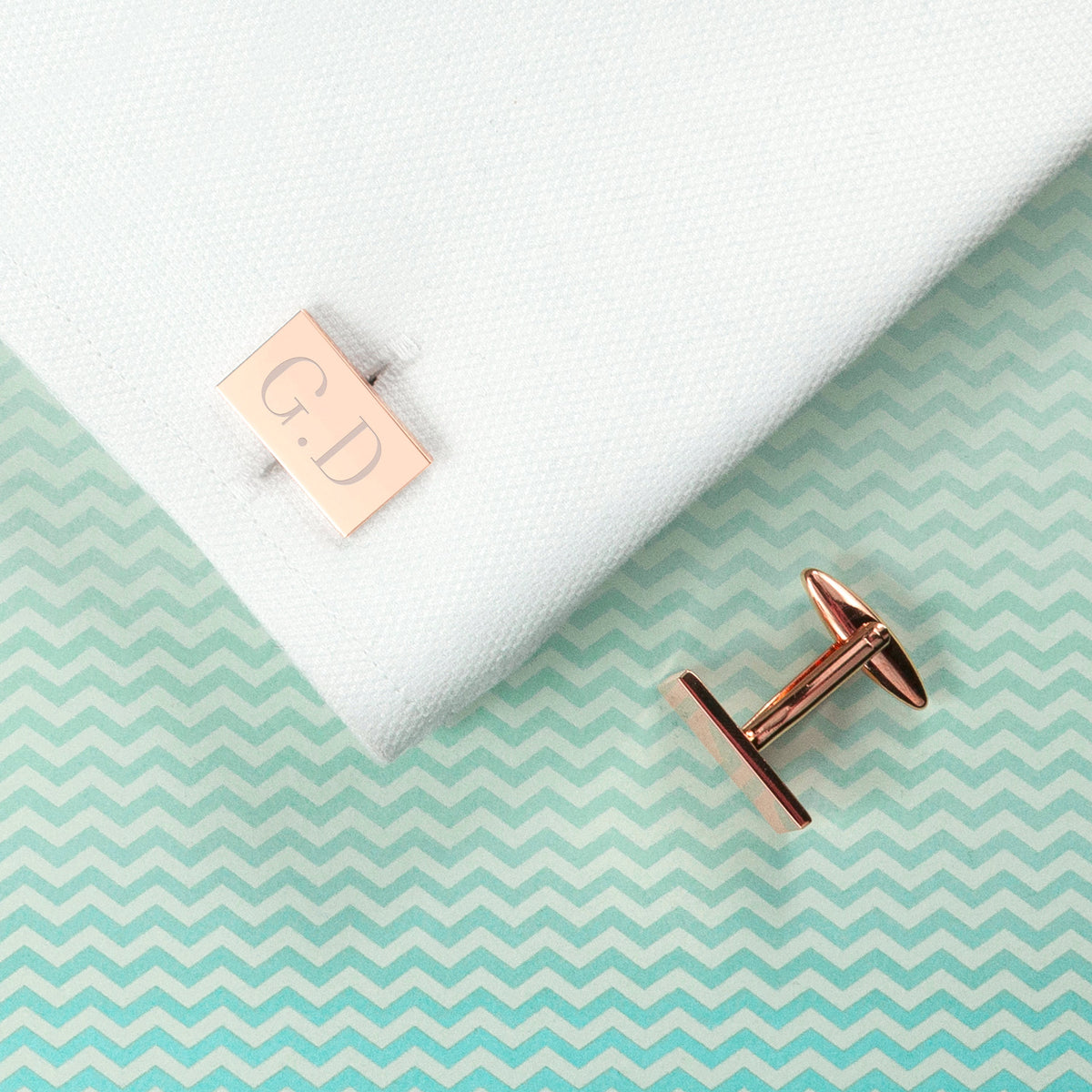Personalised Rose Gold Plated Rectangle Cufflinks