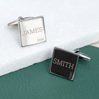 Personalised Contemporary Silver Plated Square Cufflink Set