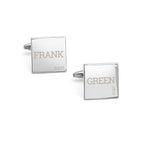Personalised Contemporary Silver Plated Square Cufflink Set