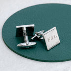 Monogrammed Classic Square Silver Cufflink Set