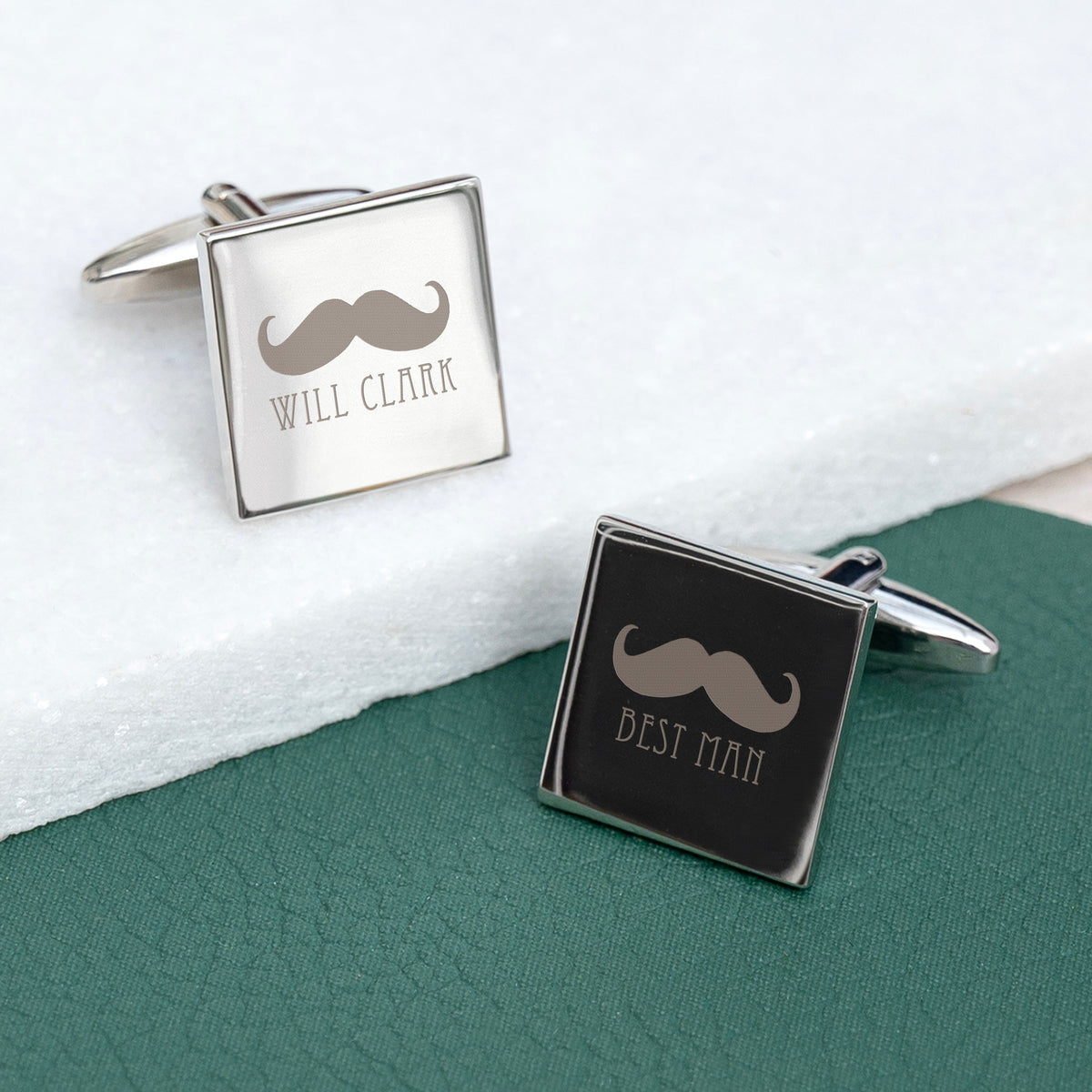 Personalised Silver Moustache Cufflinks