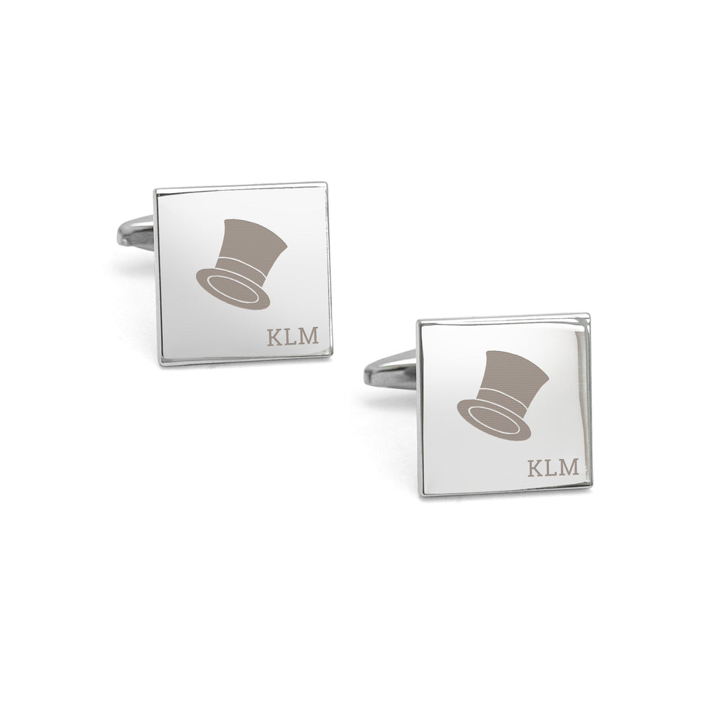 Personalised Silver Top Hat Cufflinks