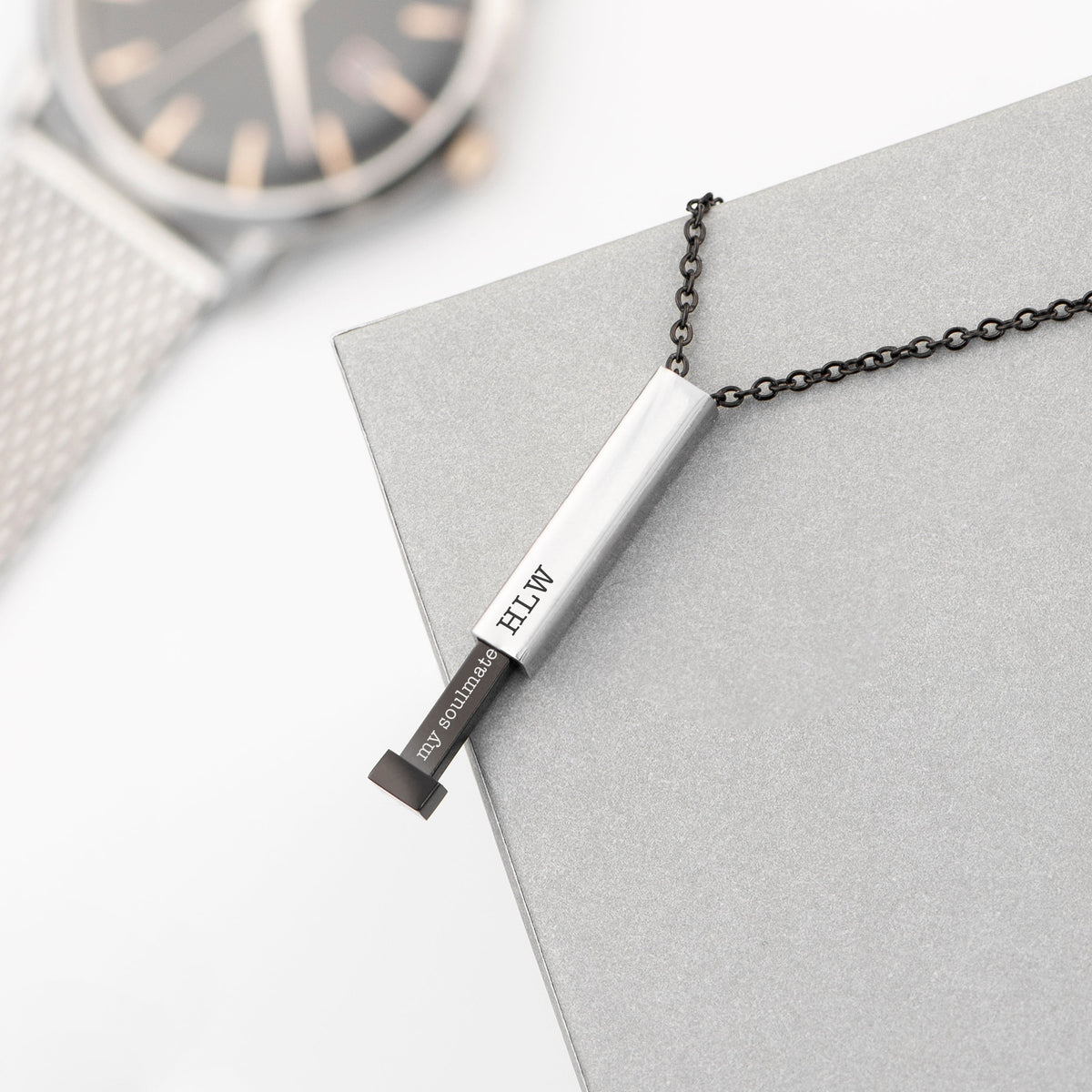 Personalised Men's Silver Hidden Message Capsule Necklace