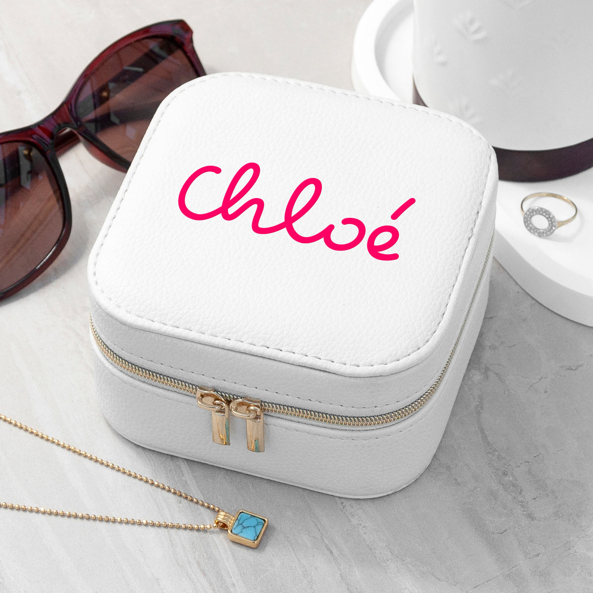 Personalised Summer Style White Jewellery Case