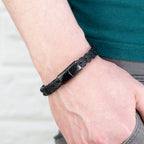 Personalised Men's Leather Chevron Bracelet