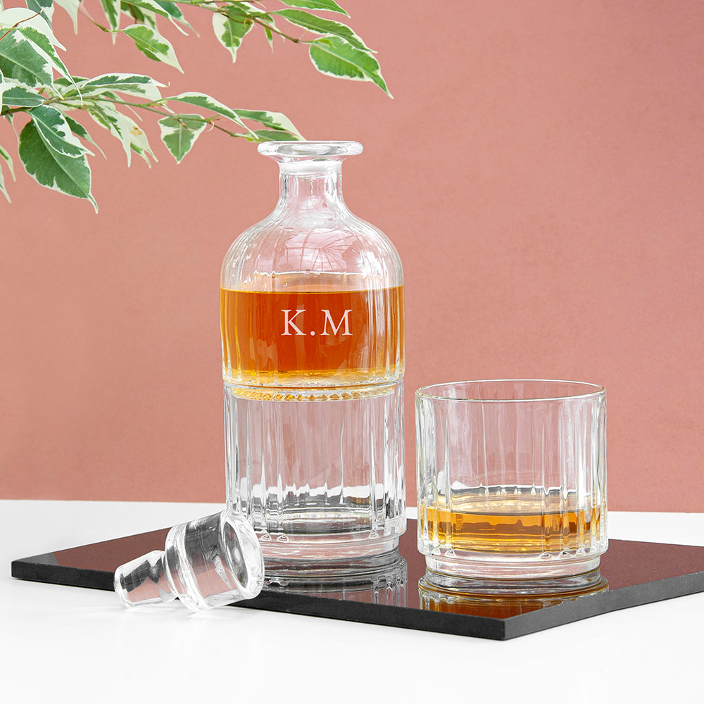 Personalised Stacking Whisky Decanter and Tumblers Set
