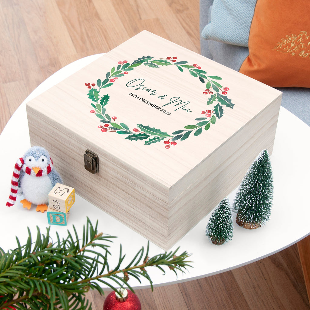 Personalised Couple's Wreath Christmas Eve Box