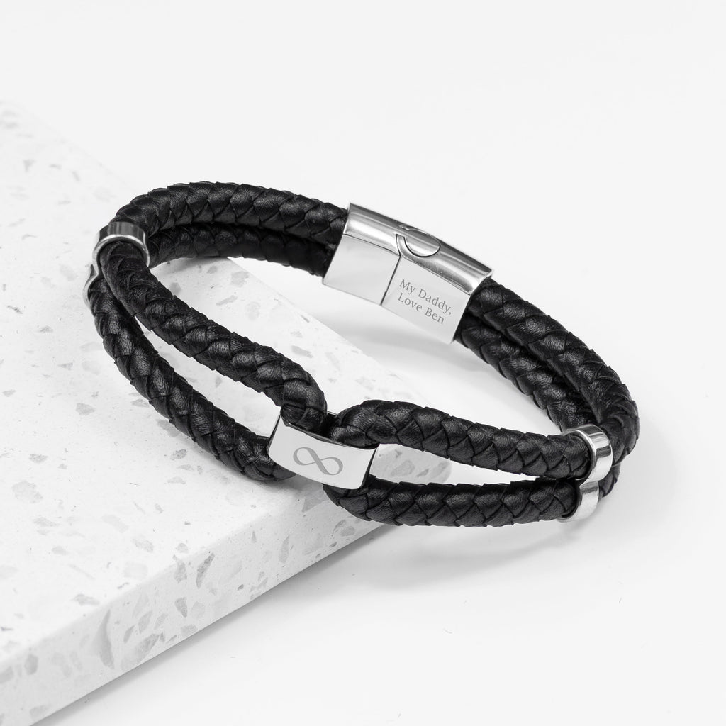 Personalised Men's Infinity Dual Leather Bracelet