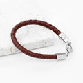 Personalised Men's Brown Horseshoe Bracelet with Sterling Silver Clasp