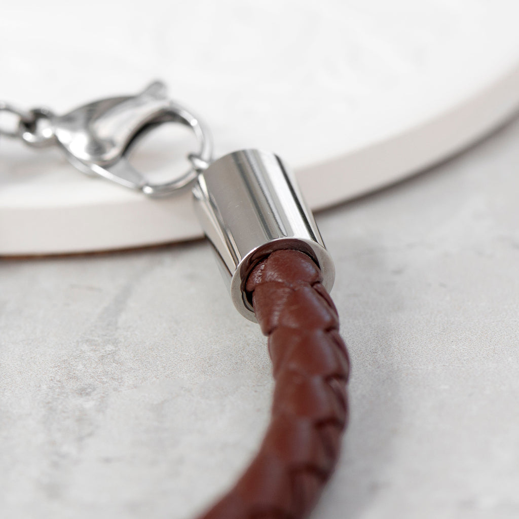 Personalised Men's Brown Horseshoe Bracelet with Sterling Silver Clasp