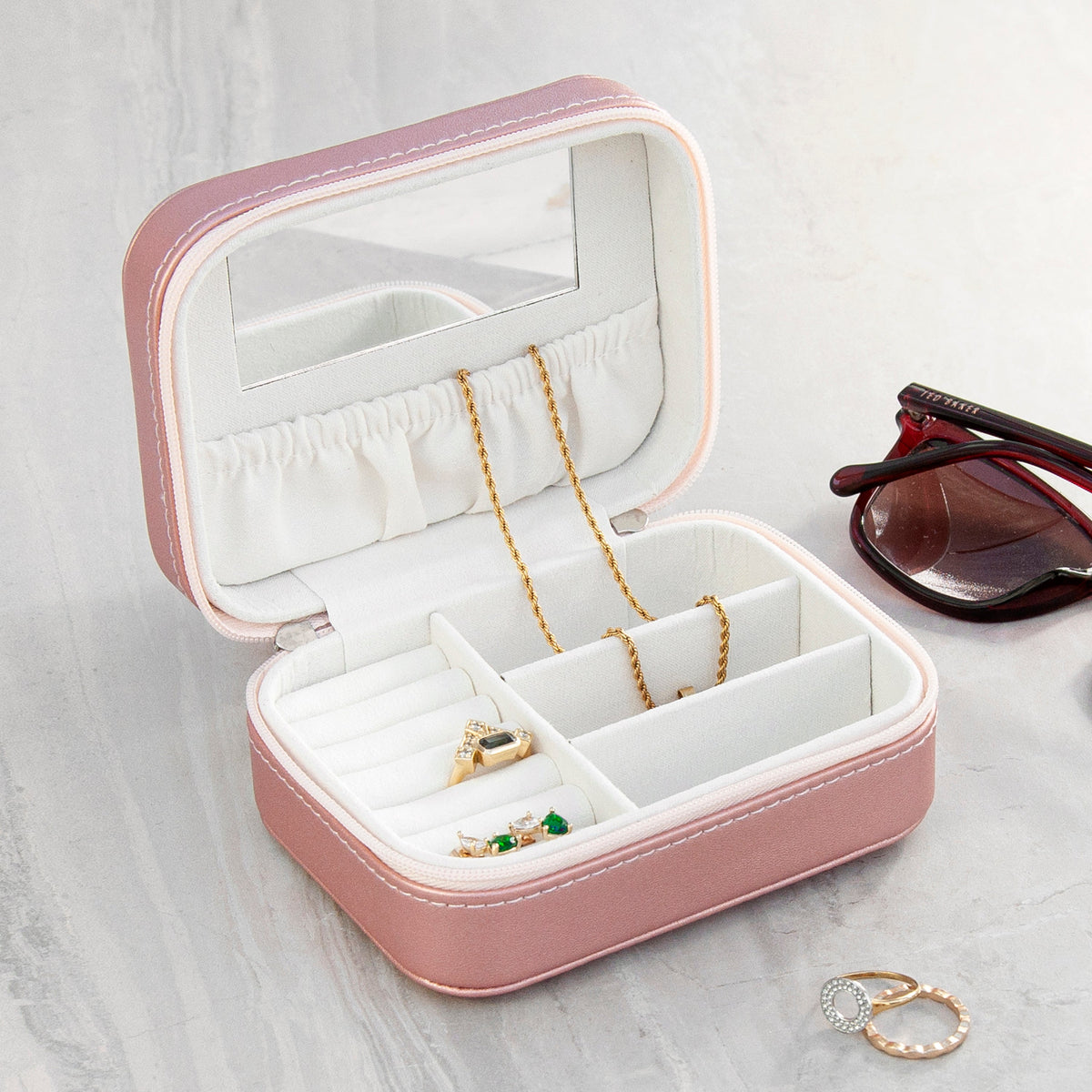 Metallic Pink Moon Phase Jewellery Case