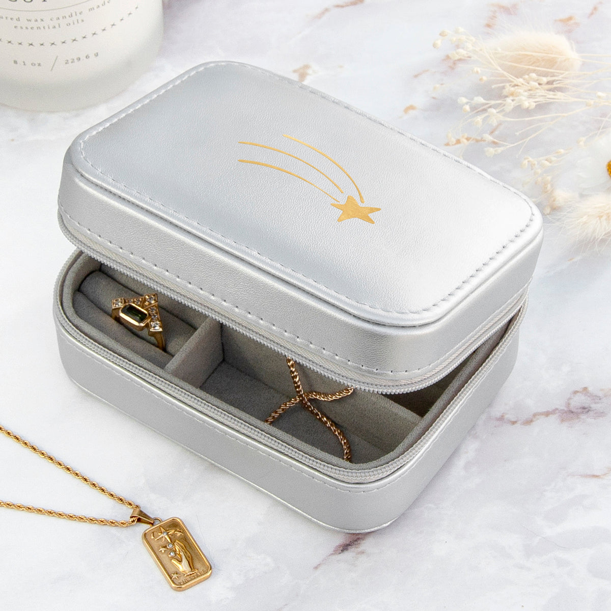 Customisable Silver Shooting Star Jewellery Case