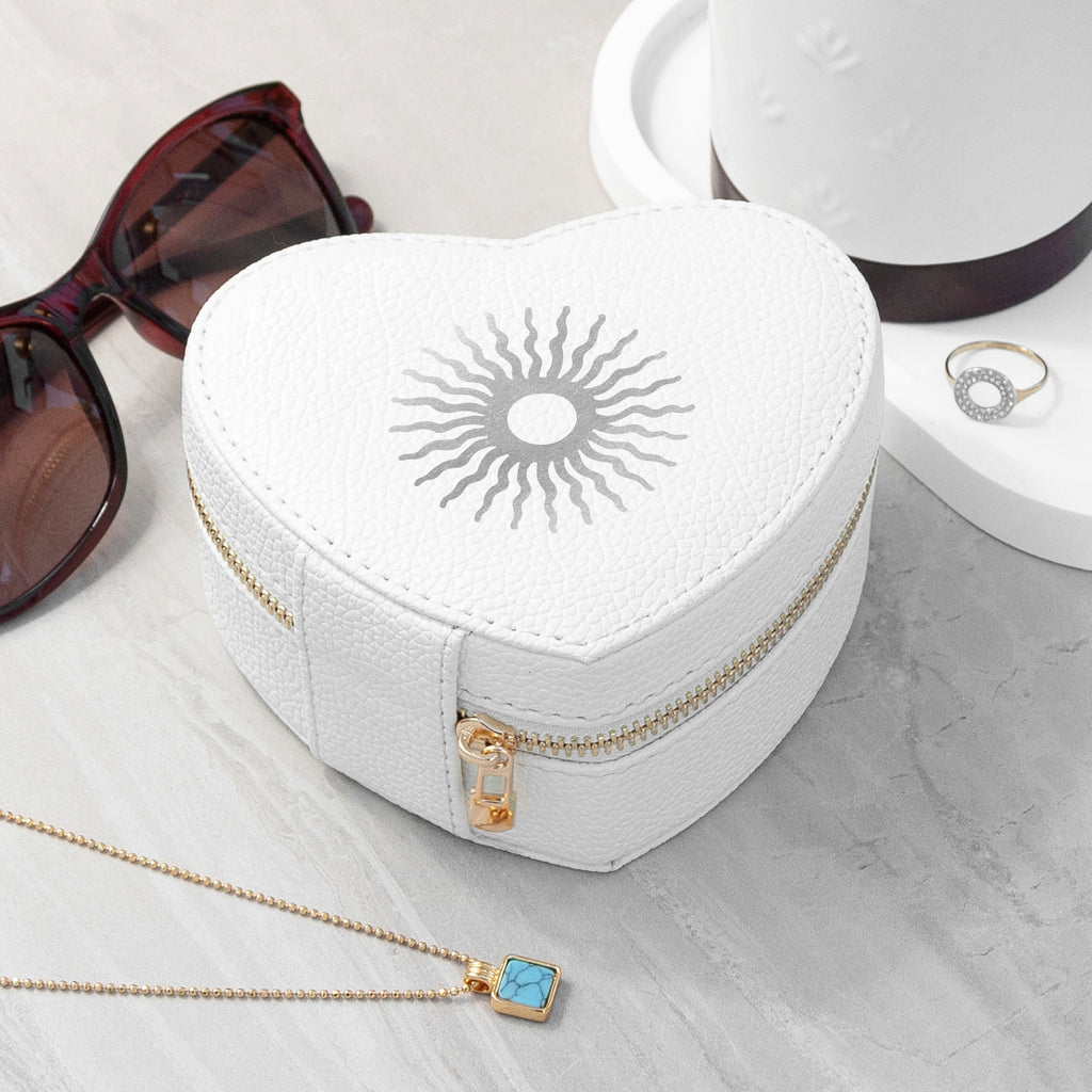 Customisable Sun White Heart Jewellery Case