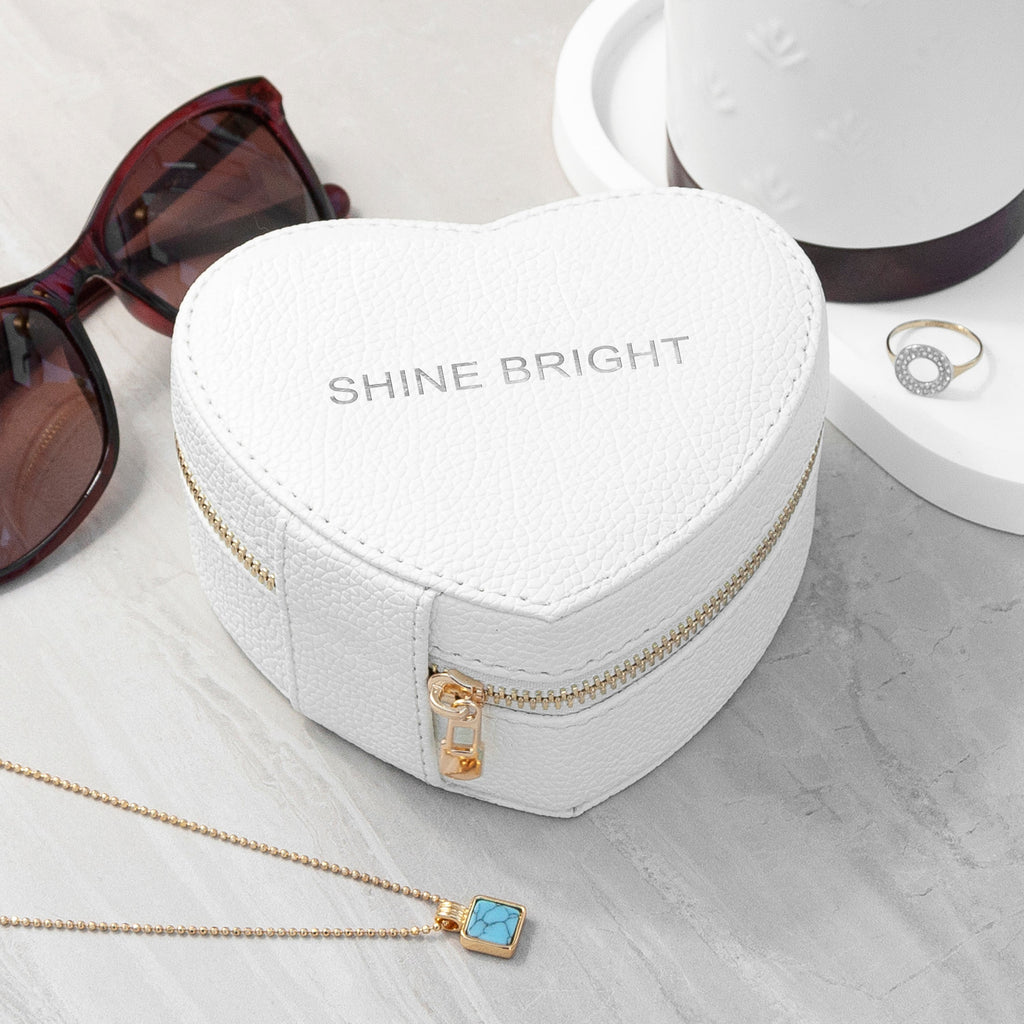 Personalised Bold Message White Heart Jewellery Case