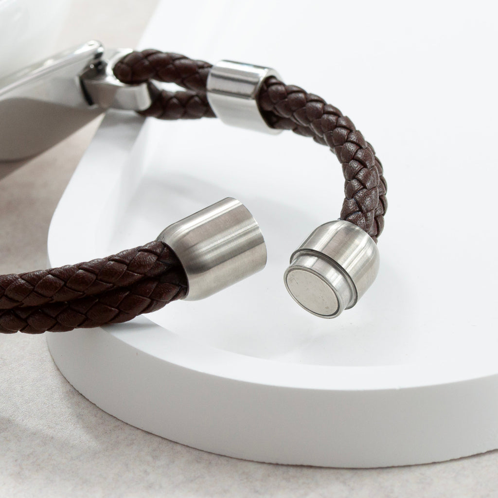 Personalised Men's Leather ID Bracelet