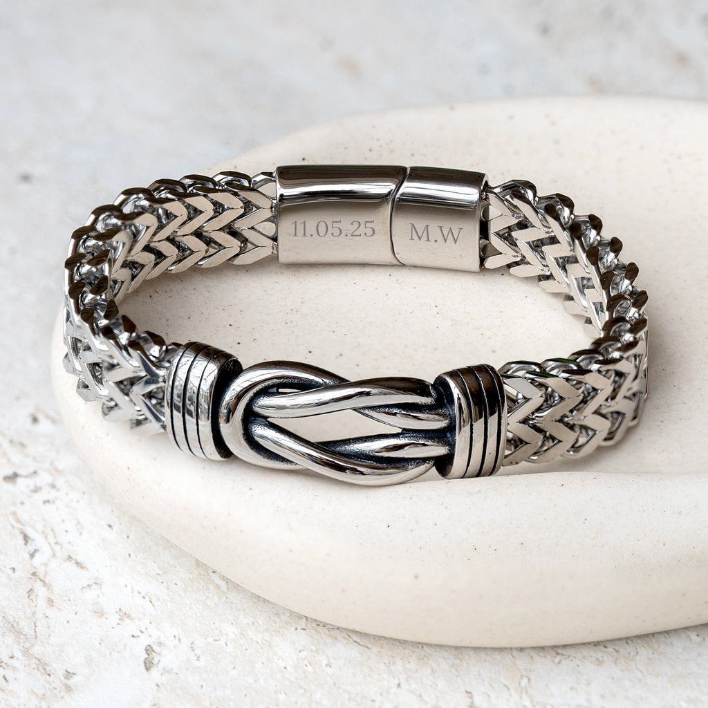 Personalised Men's Woven Stainless Steel Infinity Knot Bracelet