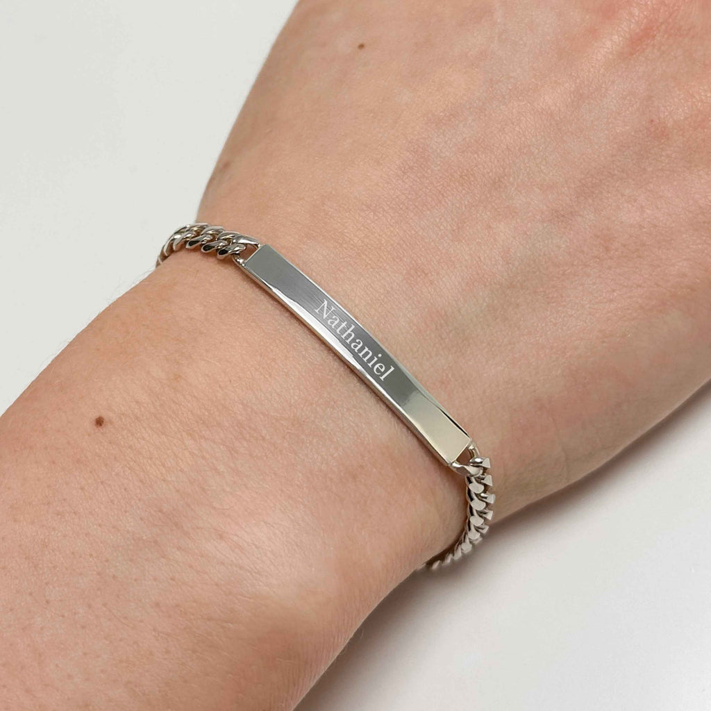 Personalised Child's Sterling Silver Chain and Link Bracelet