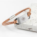 Personalised Men's Travel Compass Statement Leather Bracelet