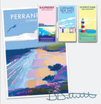 Cornwall Travel Poster - Perranporth Seaside Print by Becky Bettesworth by BeckyBettesworth (perranporth)