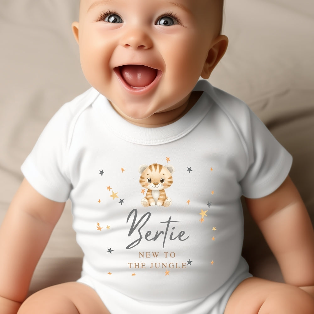 Personalised New to the Jungle Tiger Gift Hamper Baby Gift Box - Teddy & Vest
