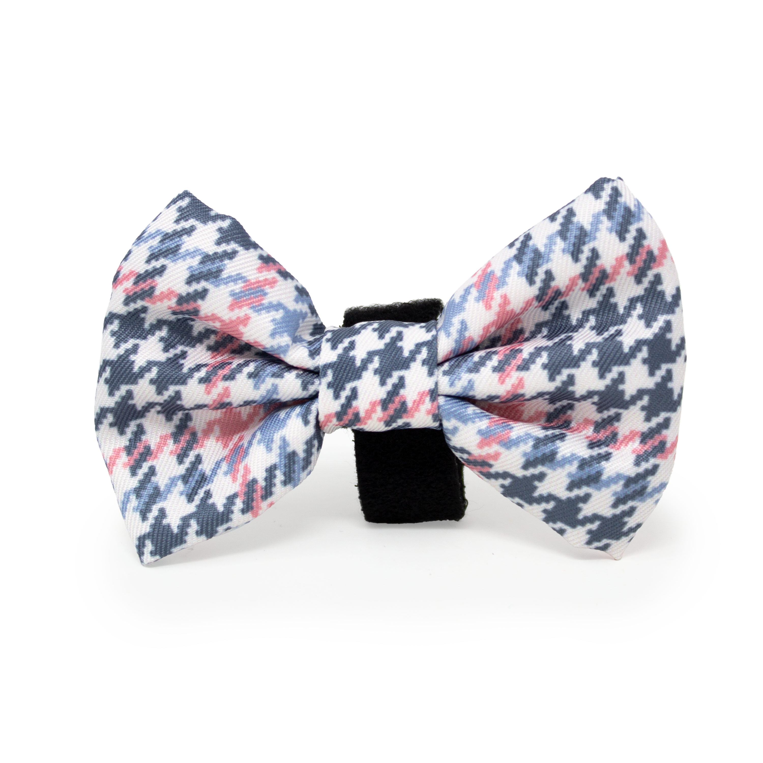 Pink Houndstooth Leather Dog Collar