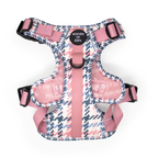 Pink Houndstooth Leather Dog Collar