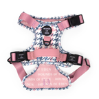 Pink Houndstooth Leather Dog Collar