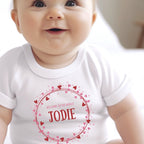 Personalised Pink & Red Hearts Baby Gift Box - Teddy & Vest