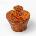 Handmade Olive Wood Large Mortar and Pestle Set | Wide Deep Garlic Spice & Herb Grinder with Mushroom Pestle | Unique Natural Grain | 12–16 cm