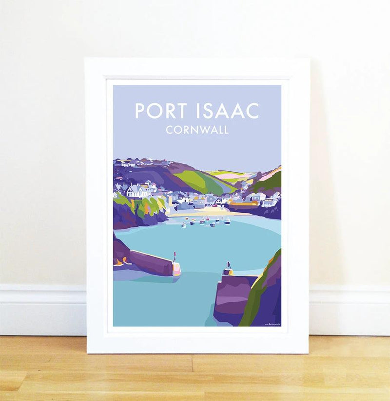 Port Isaac Print – Vintage Travel Poster by Becky Bettesworth by BeckyBettesworth (port-isaac)