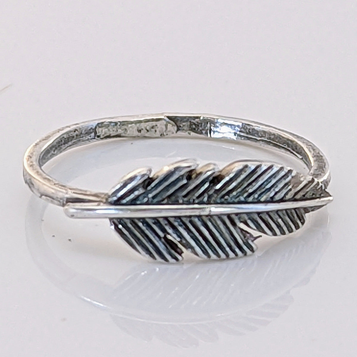 Silver Steed Feather Ring