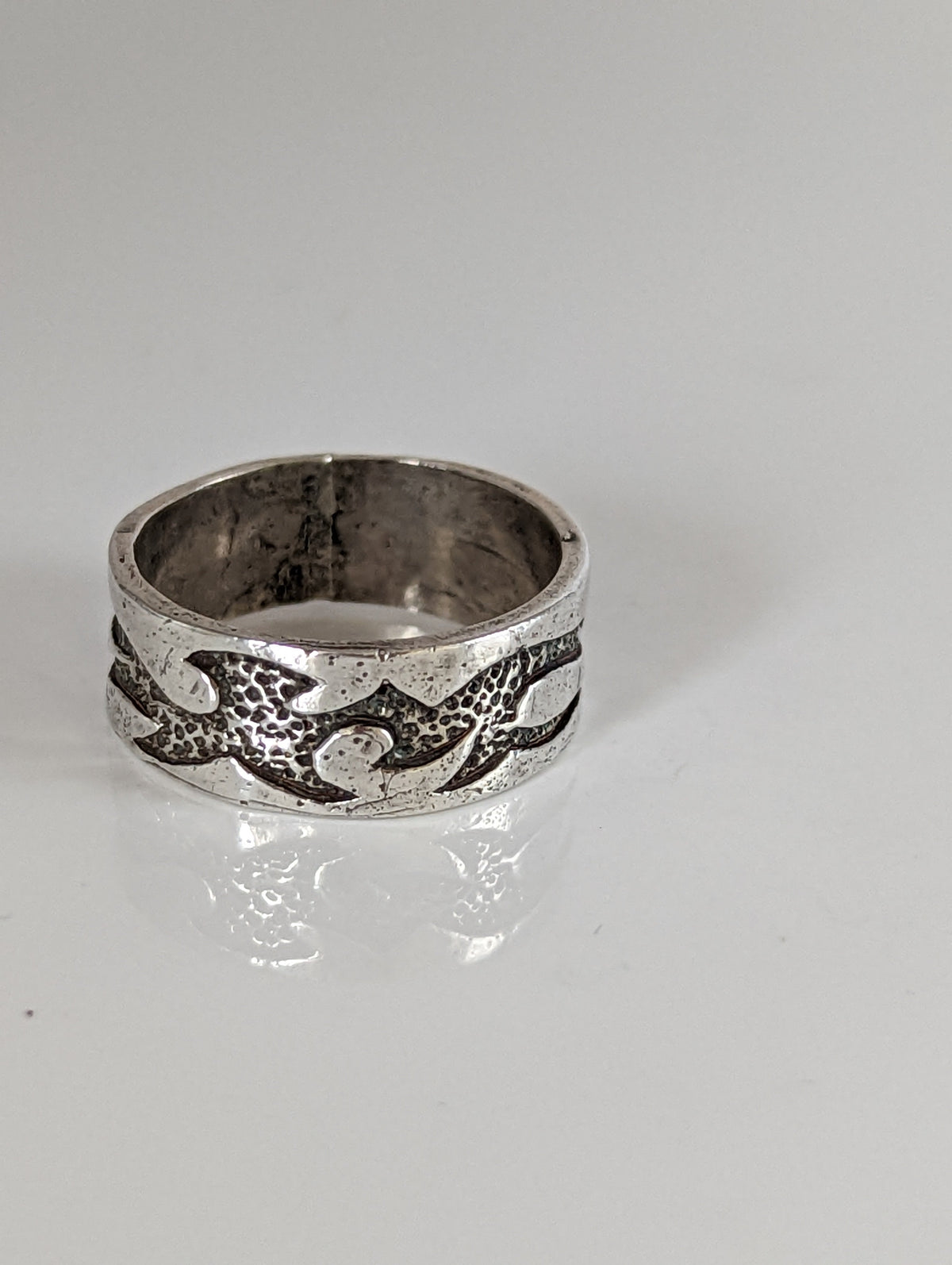 Silver Steed Flames Ring