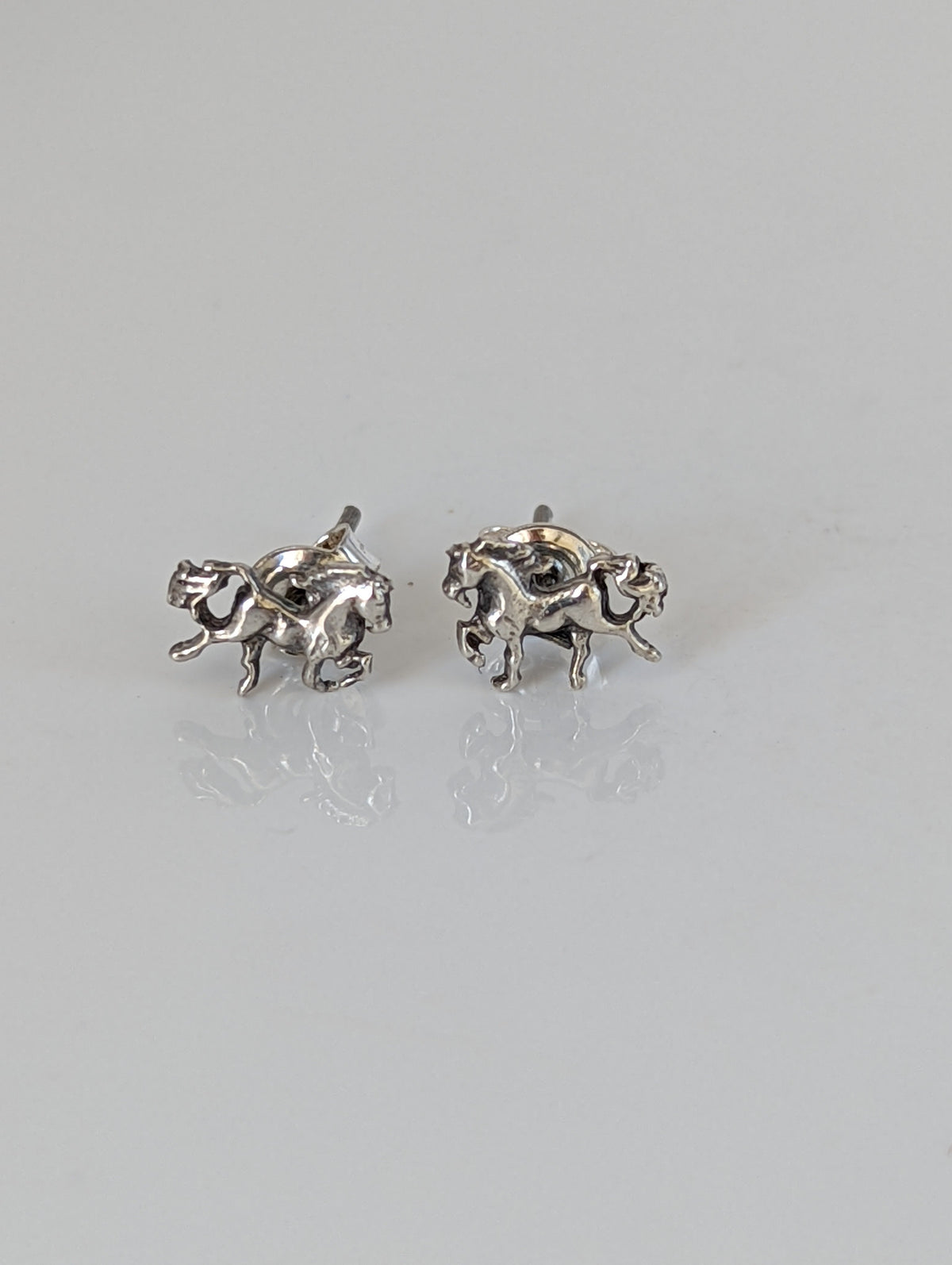 925 Silver Galloping Horse Studs – Handmade Equestrian Earrings