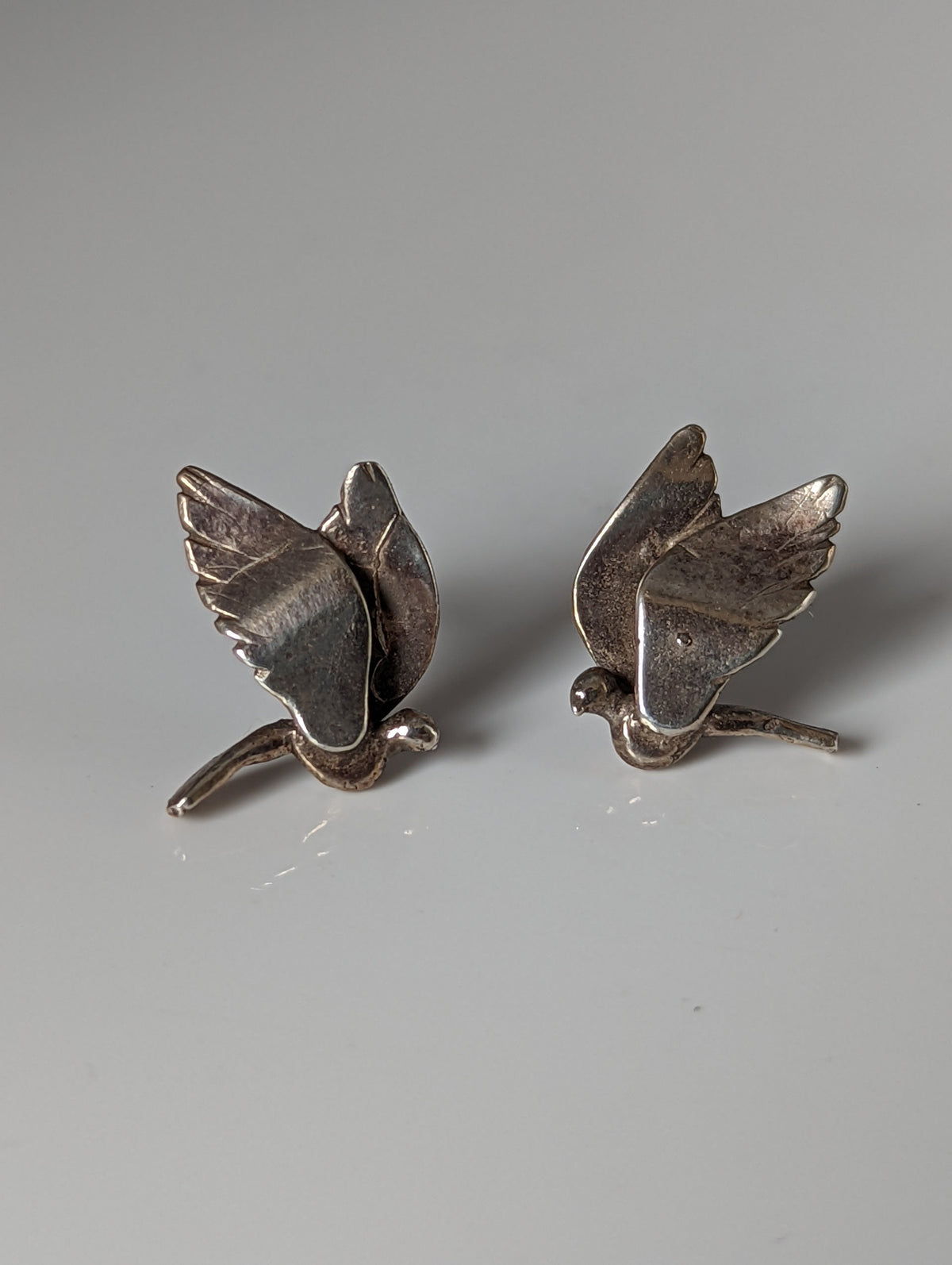 Silver Steed Bird Stud Earrings