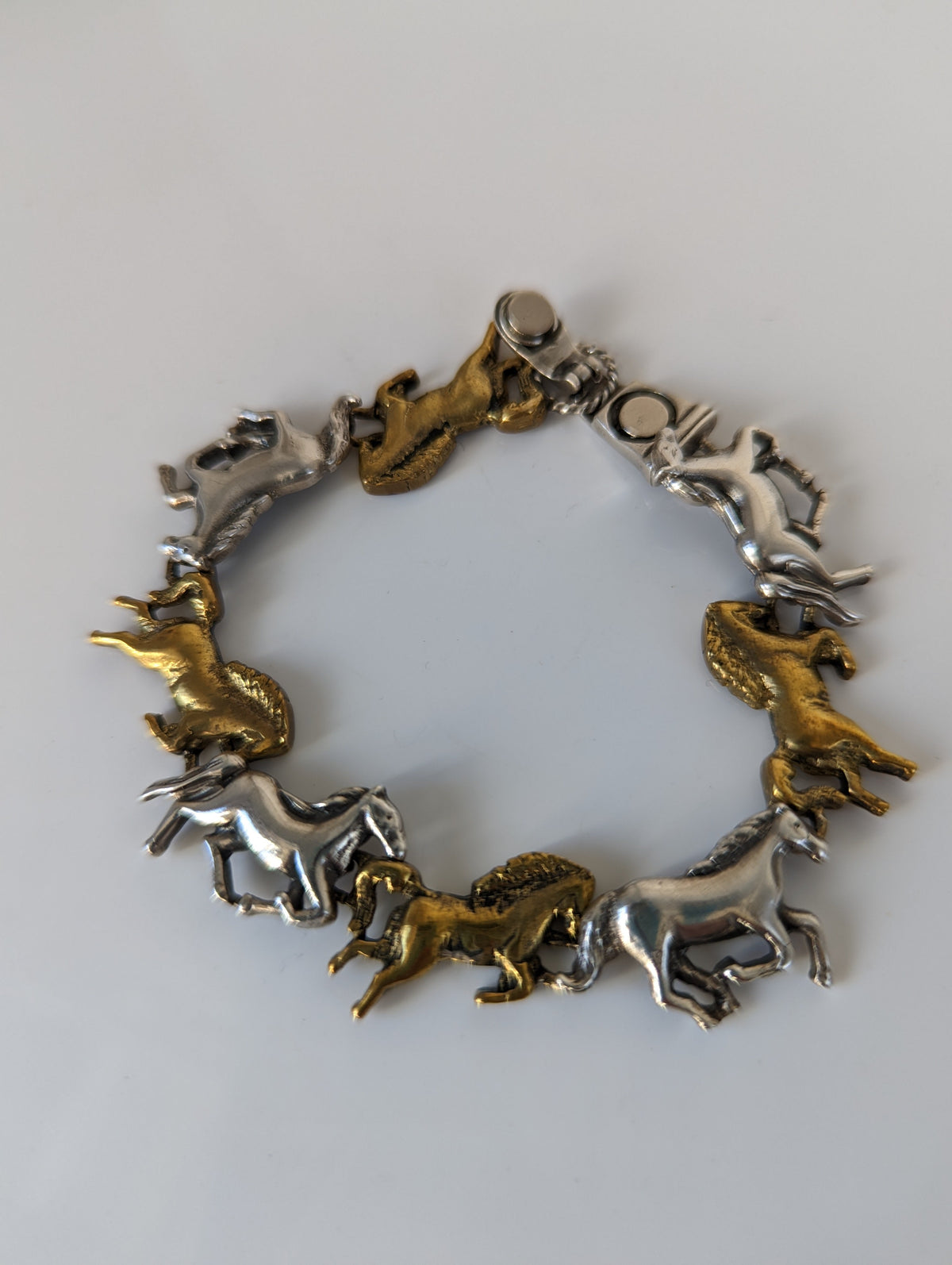 Silver Steed Silver & Brass Galloping Horses Bracelet