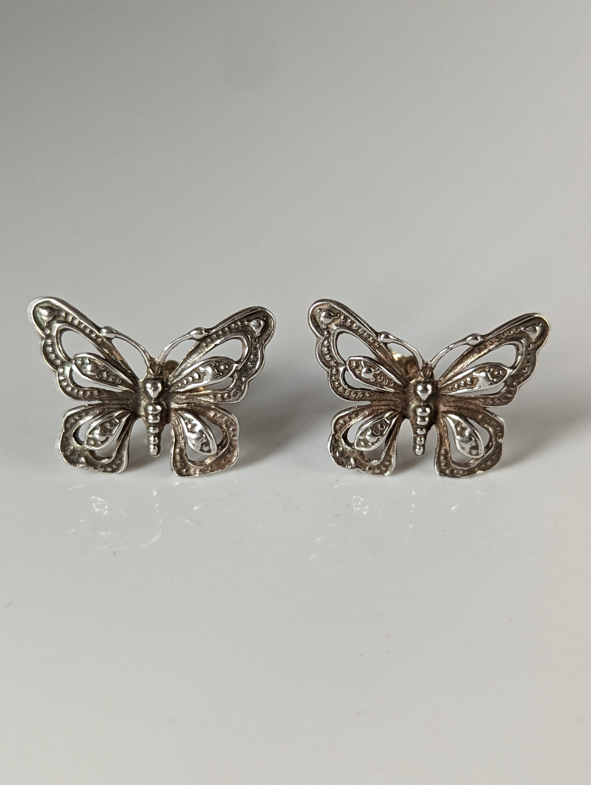 Silver Steed Large Butterfly Stud Earrings