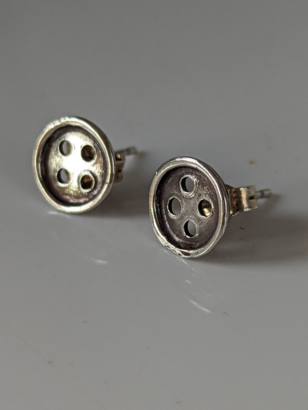 Silver Steed Button Stud Earrings