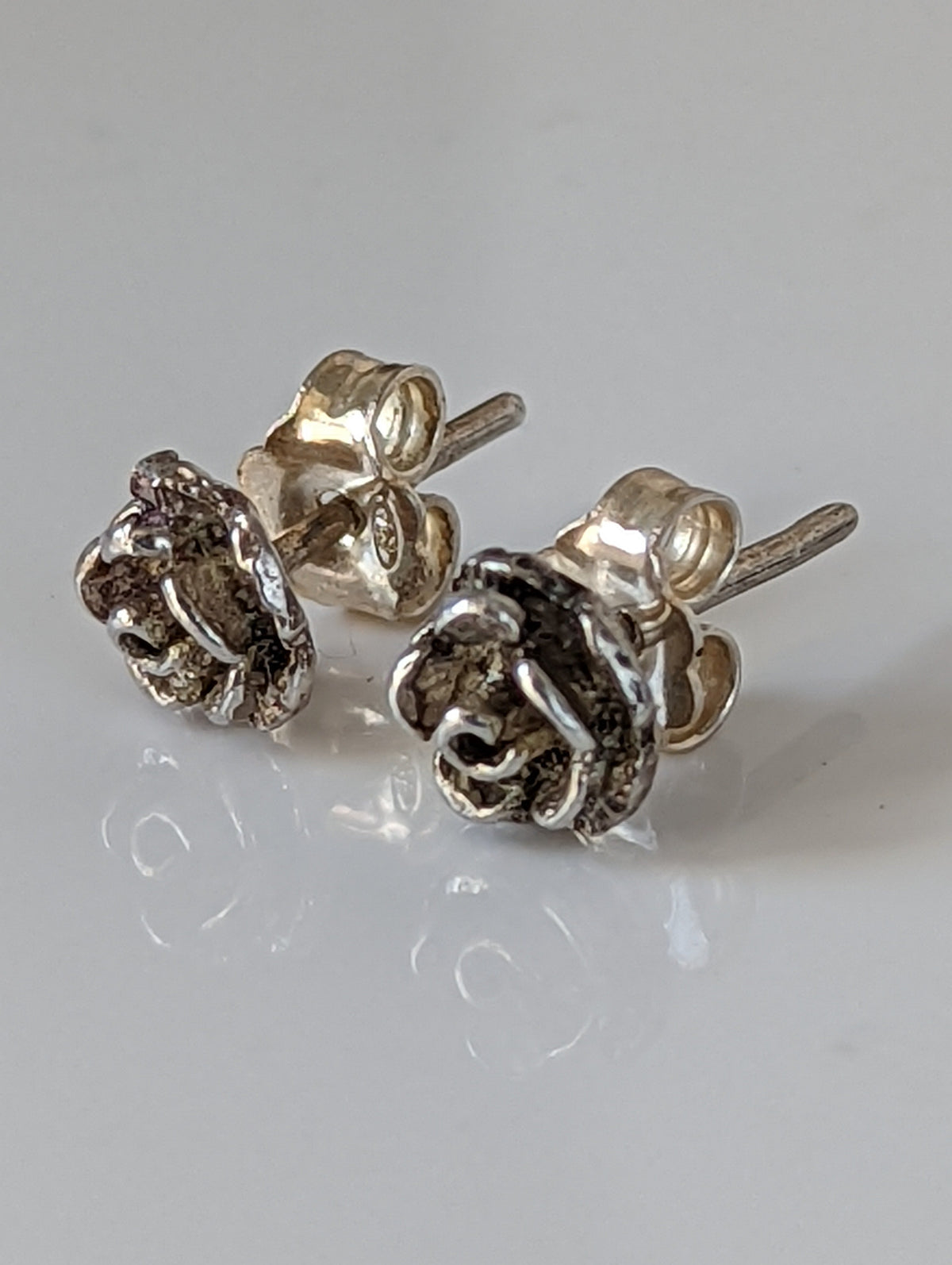 Silver Steed Carnation Stud Earrings