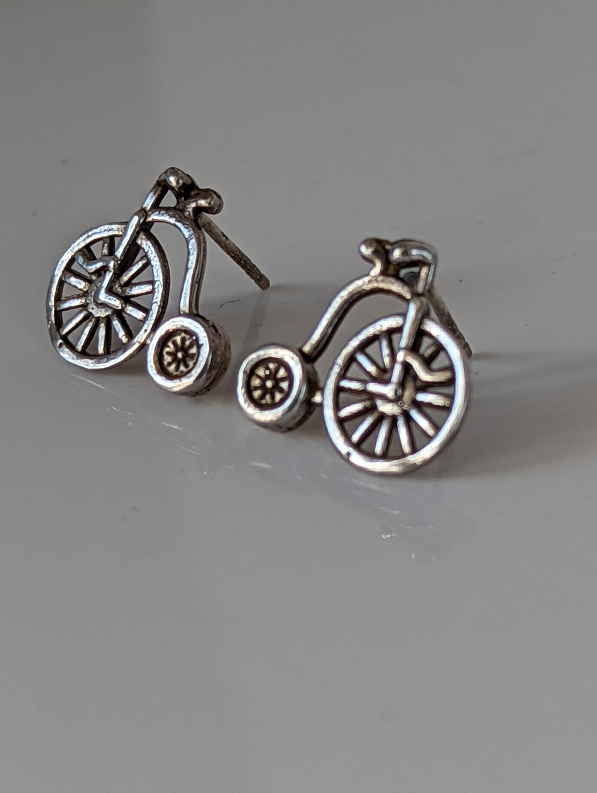 Silver Steed Penny Farthing Bike Stud Earrings