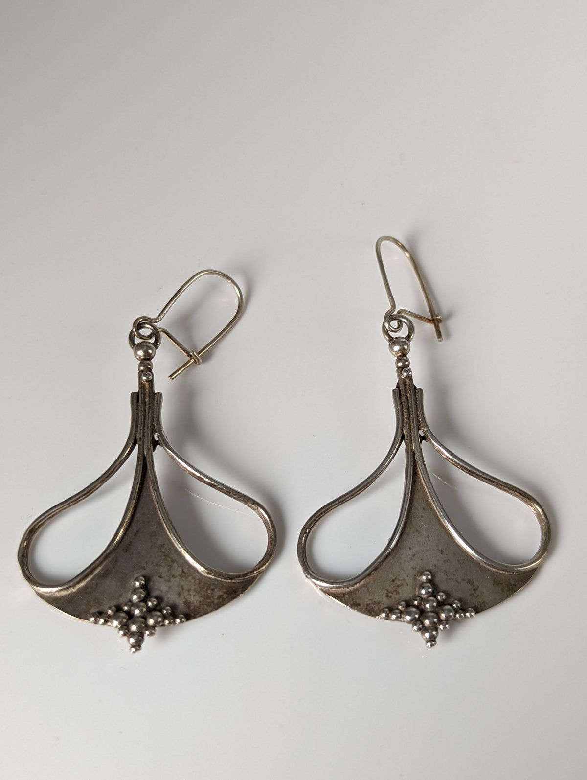 Silver Steed Crest Dropped Earrings