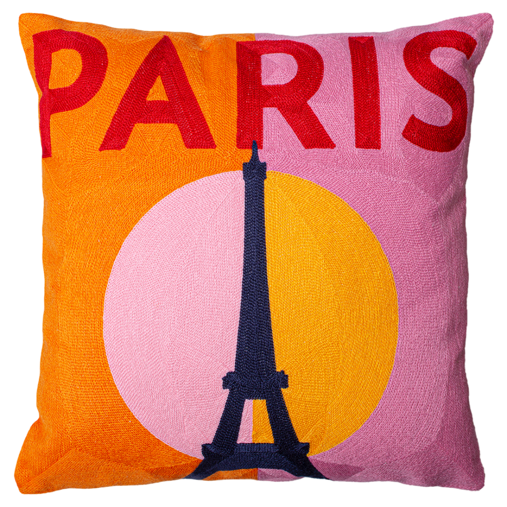 Paris Eiffel Tower Needlepoint Pillow