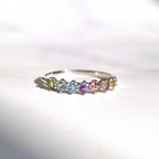 Pastel Rainbow Gemstone Eternity Ring in Sterling Silver