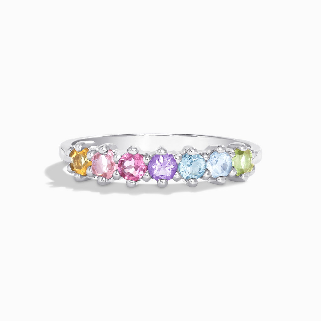 Pastel Rainbow Gemstone Eternity Ring in Sterling Silver