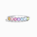 Pastel Rainbow Gemstone Eternity Ring in Sterling Silver