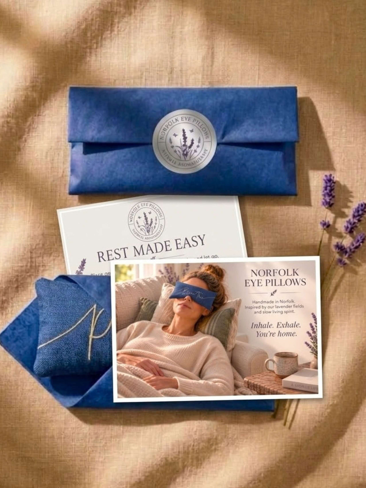 Peace Embroidered Linen and Lavender Eye Pillow