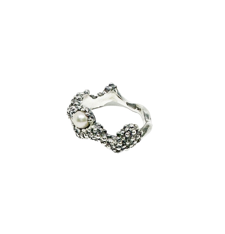 Sea Slug Ring – Handmade Sterling Silver 925 with Freshwater Pearl